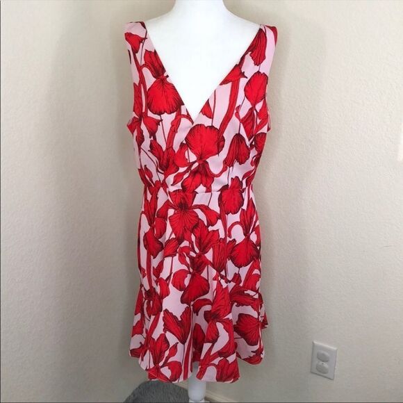Chelsea28 Iris Print Surplice Mini Dress Size 14 - Picture 2 of 8